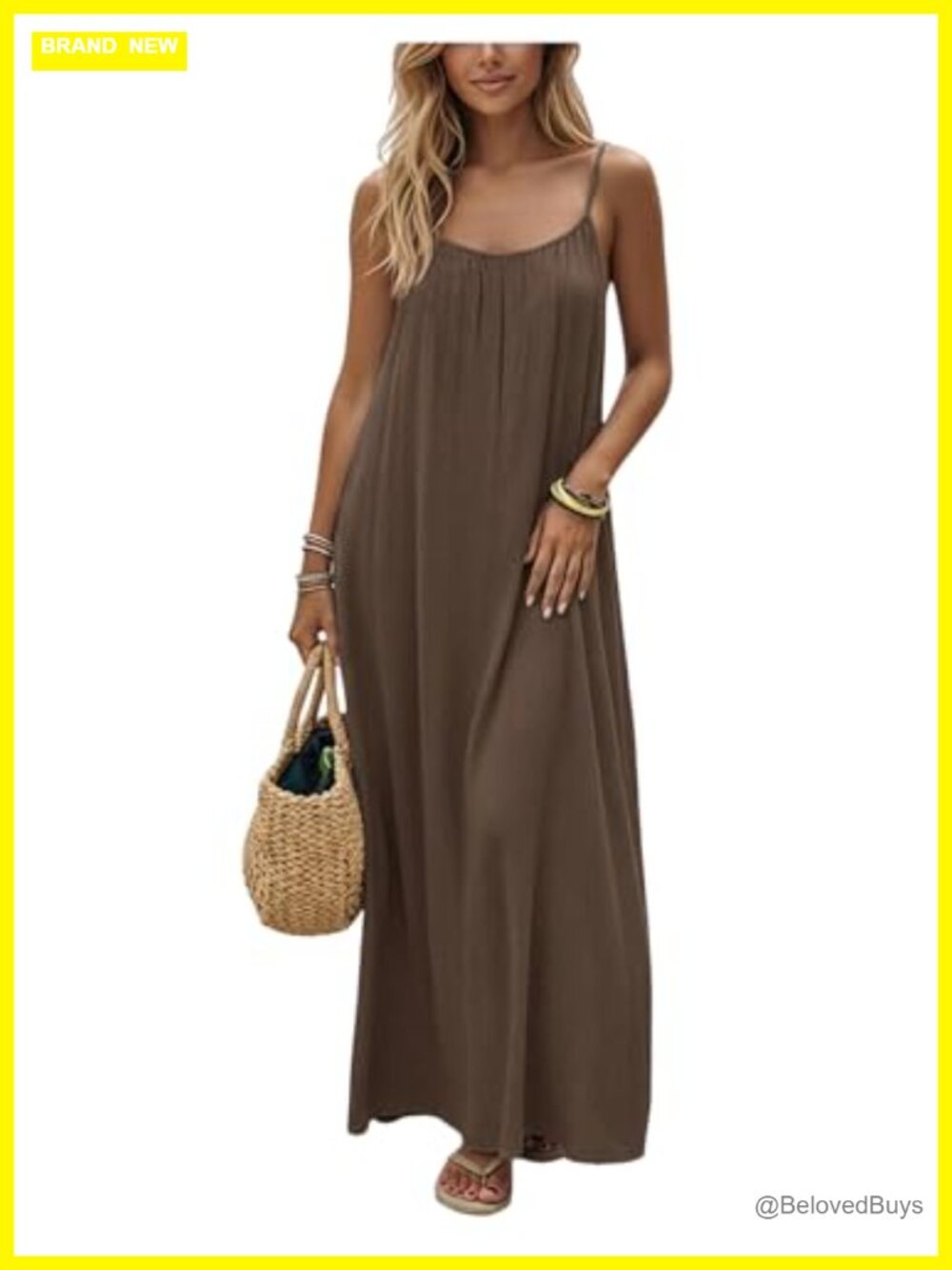 SHENHE Open Back Spaghetti Strap Backless Maxi Dress Flowy Sundress